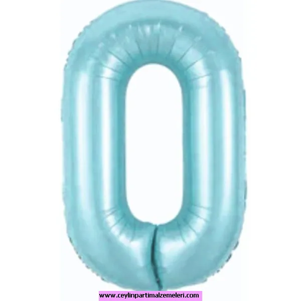 0 Rakam Açık Mavi Folyo Balon